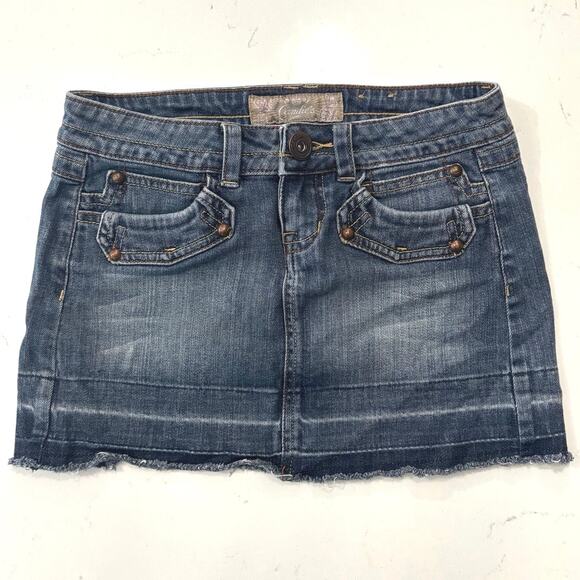 Candies Dresses & Skirts - Candies Y2K micro mini denim skirt sz 0 blue pocket embellished retro unique